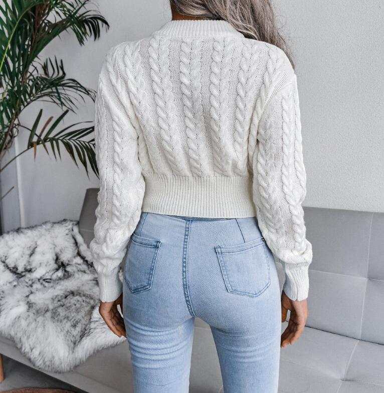 Maglione donna Autunno Inverno Vintage Solid Twist Cropped Maglione