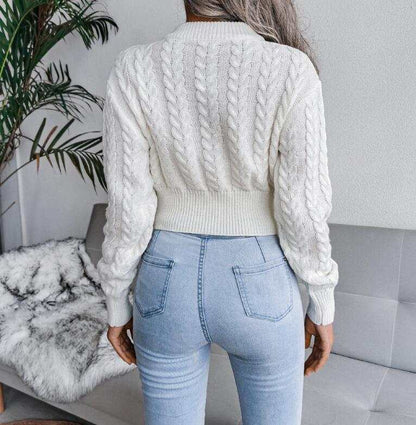 Maglione donna Autunno Inverno Vintage Solid Twist Cropped Maglione