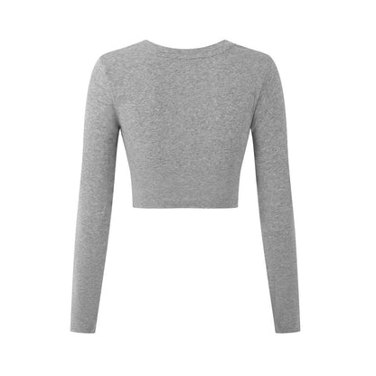 Maglietta girocollo donna con maniche lunghe