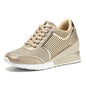 Women's sporty heeled sneakers, women's stretchy rubber sports shoes
