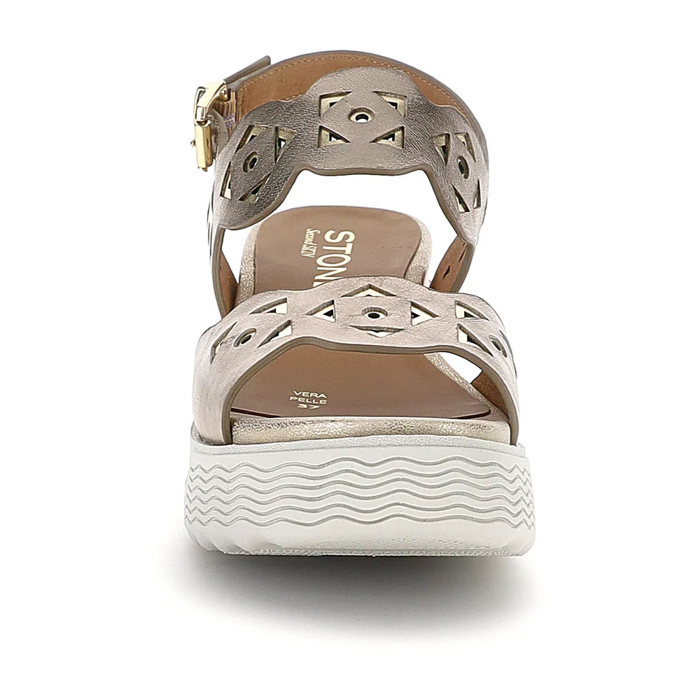 Stonefly Sandalo Donna Zeppa PARKY 37 223719 Z00 Oro - Pelle Laminata Second Skin