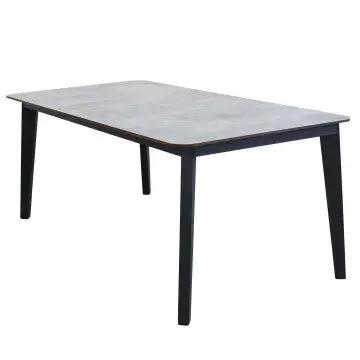 Tisch Cancun 180 x 90, Gestell aus anthrazitfarben pulverbeschichtetem Aluminium und Platte aus dunkelgrauem Laminat