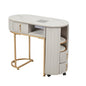 Luxury Light Nail Table with Single Hoover Marble Top