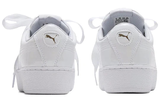 Puma scarpa sneakers con zeppa da donna Vikky Platform Ribbon 366419 02 bianco