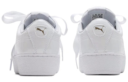 Puma scarpa sneakers con zeppa da donna Vikky Platform Ribbon 366419 02 bianco