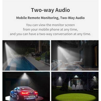 WLAN-IP-Kamera für den Außenbereich, 2 MP, 1080p, LED, Alarmlichtsensor, Suchscheinwerfer, IP66, SD-Kamera