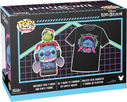 Funko Pop! + T-Shirts Disney Lilo und Stitch – Stitch Gamer mit Frosch Figur 9cm