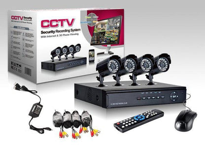 Kit Videosorveglianza 4 Telecamera Infrarossi + Dvr + Alimentatore Cavi Completo