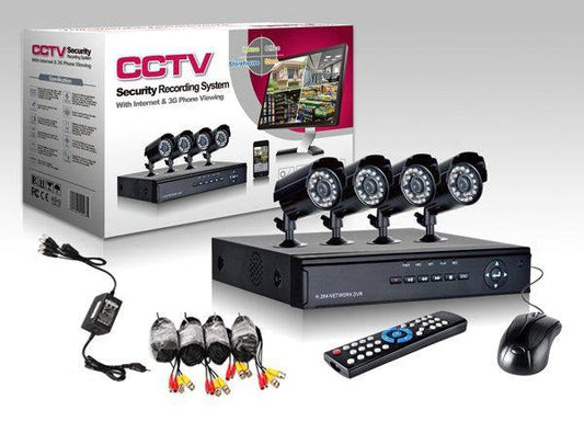 4-Camera Infrared Surveillance Kit + DVR + Complete Cable Power Supply