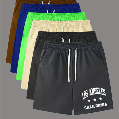 Pantaloncini Comodi Con Stampa Di Lettere, Pantaloncini Da Uomo Casual Leggermente Elasticizzati Con Coulisse In Vita Per Il Resort Estivo Sulla Spiaggia Di Pallacanestro