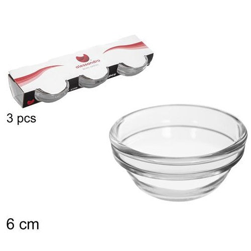 Set 3Pz Ciotole Vetro Antipasto Ciotoline Salse Aperitivo Snack Insalatiera Ø6Cm