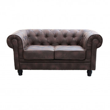 Chesterfield Sofa aus weißem oder braunem Vintage-Kunstleder, 2- oder 3-Sitzer