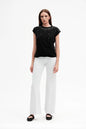 Griffe Short Sleeve T-Shirt with Rhinestones Women Black - DGP7823