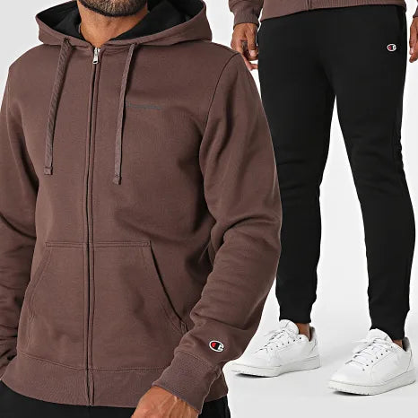 Champion Tuta Sportiva Uomo Full Zip Cappuccio 221658-MS578 Cioccolato - Completo Sportivo