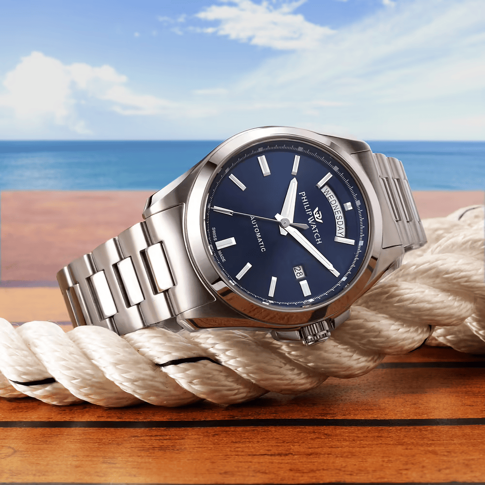 Philip Watch Amalfi Automatik R8223 Day-Date blau