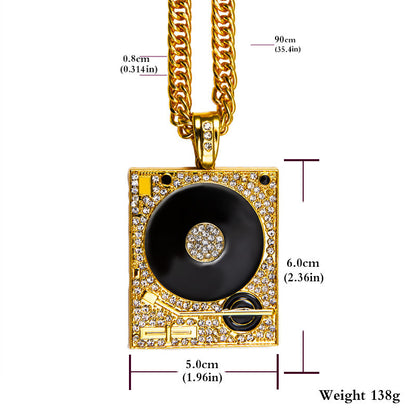 Collana DJ con grammofono effetto diamante
