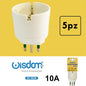 5pc ADAPTER SMALL PLUG 10A S11 WITH SCHUKO SOCKET WHITE ITALY 1500W |XC5038