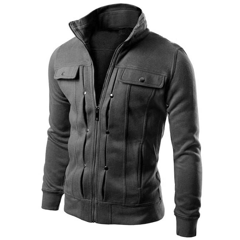 Cardigan con bottoni uomo – Giacca casual in cotone e poliestere con collo stand