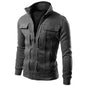 Cardigan con bottoni uomo – Giacca casual in cotone e poliestere con collo stand