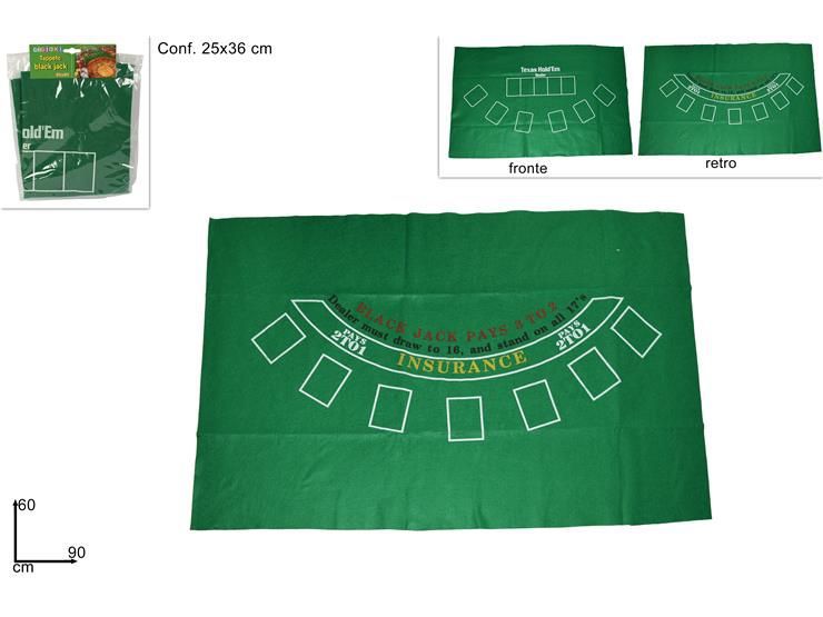 Tischdecke für Pokertisch Texas Blackjack Jetons Karten Grün 60X90