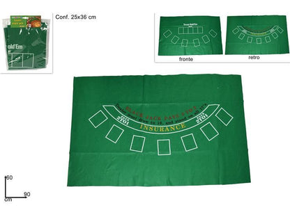 Tischdecke für Pokertisch Texas Blackjack Jetons Karten Grün 60X90