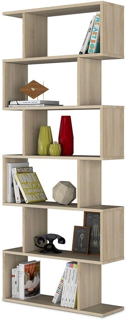 Hohes modulares Bücherregal "Athena" 6 Fächer Eiche Canadian 192 cm