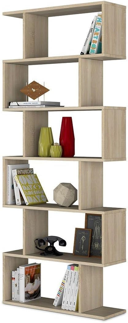 Hohes modulares Bücherregal "Athena" 6 Fächer Eiche Canadian 192 cm