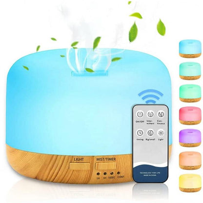 Duftöl-Diffusor Luftbefeuchter Aromatherapie 600ml LED-Lampe mit Fernbedienung