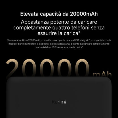 Xiaomi Redmi Power Bank 20000 mAh Fast Charge Black Fast Charging comp. iPhone