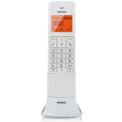 BRONDI LEMURE WEISS SCHNURLOSES TELEFON MOBIL MIT FREISPRECHFUNKTION WECKER LED TOUCH