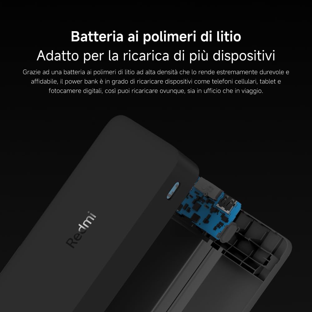 Xiaomi Redmi Power Bank 20000 mAh Fast Charge Black Fast Charging comp. iPhone