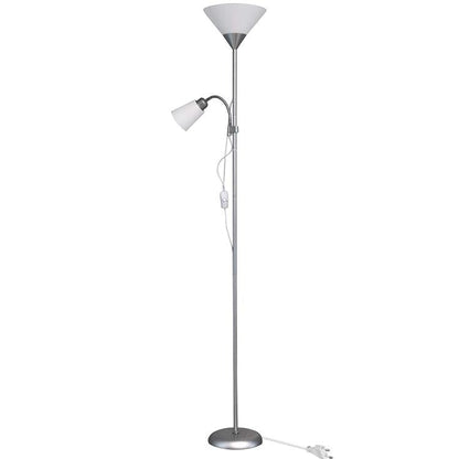 Lampada Piantana Led Da Terra 2 Luci E27 Braccio Flessibile Lettura Divano D23-A