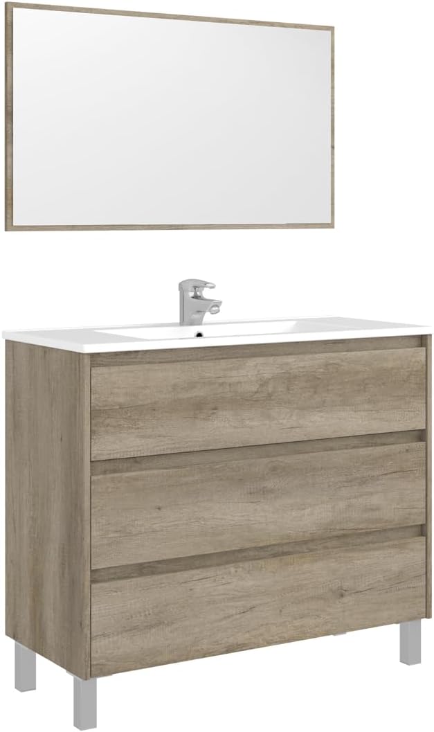 Badezimmermöbel Dakota 100x45x86h mit 3 Schubladen aus Eiche Alaska