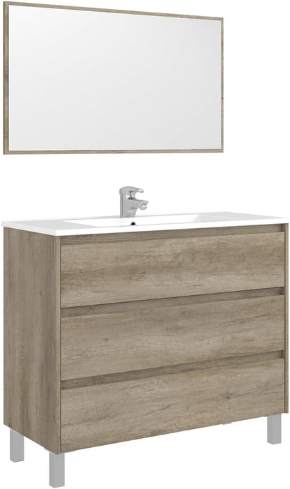 Badezimmermöbel Dakota 100x45x86h mit 3 Schubladen aus Eiche Alaska