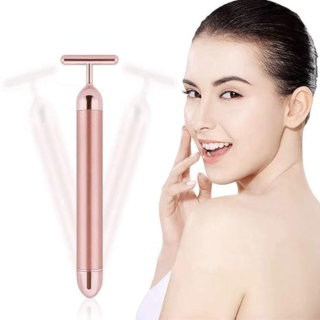 Massaggiatore elettrico per viso, occhi, braccia, naso e testa a forma di T, con tecnologia Golden Massage 24k