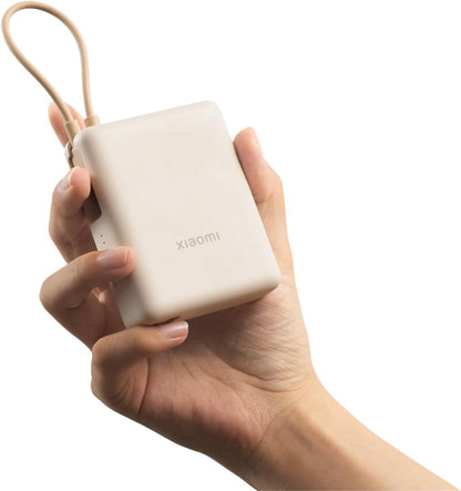 Xiaomi Powerbank 10000MAH 33W Integriertes USB-C-Kabel Schnelles Laden iPhone - Tan