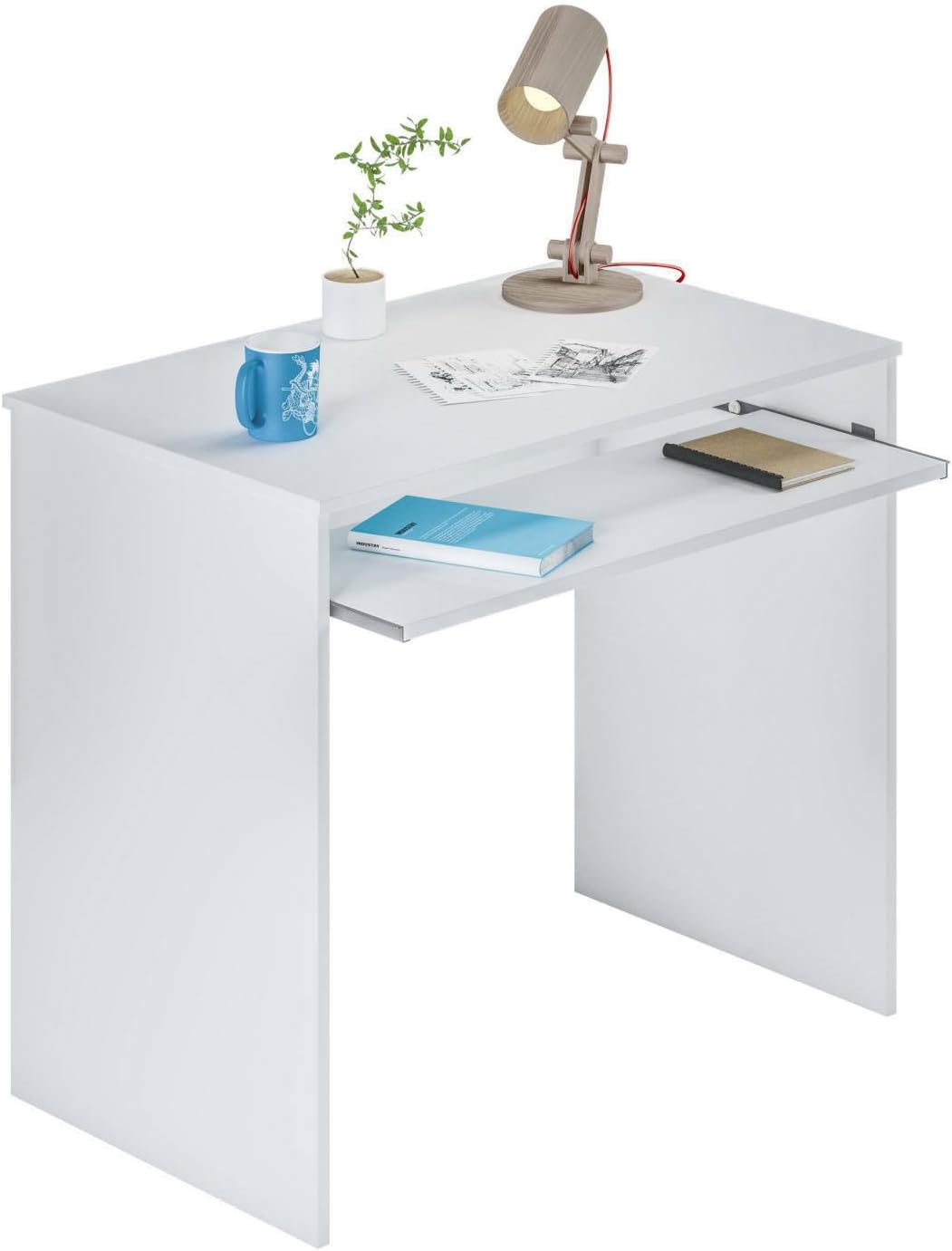 Scrittoio con piano estraibile bianco 90x54x79h