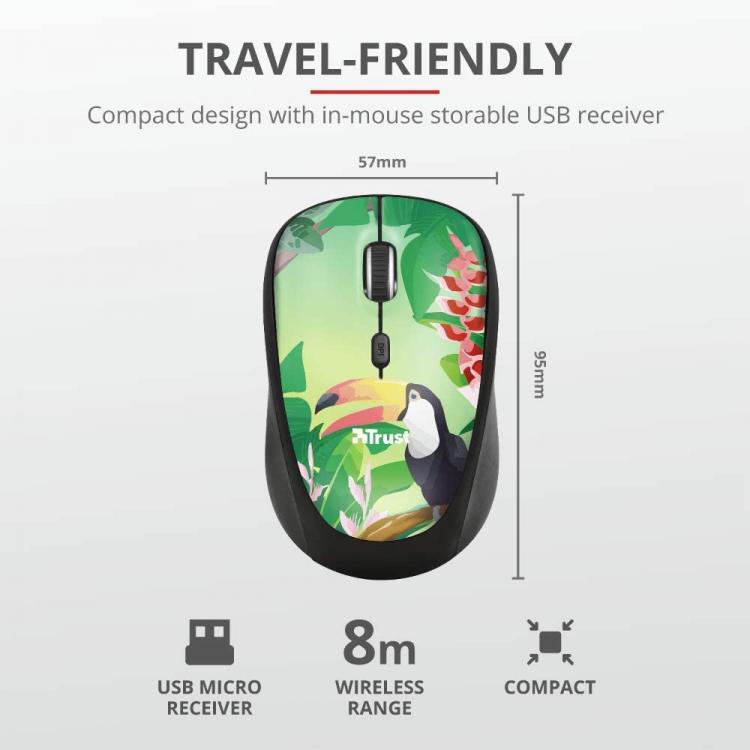 Trust kabellose optische Maus Yvitoucan Tropical Green 1600 dpi USB schnurlos dpi