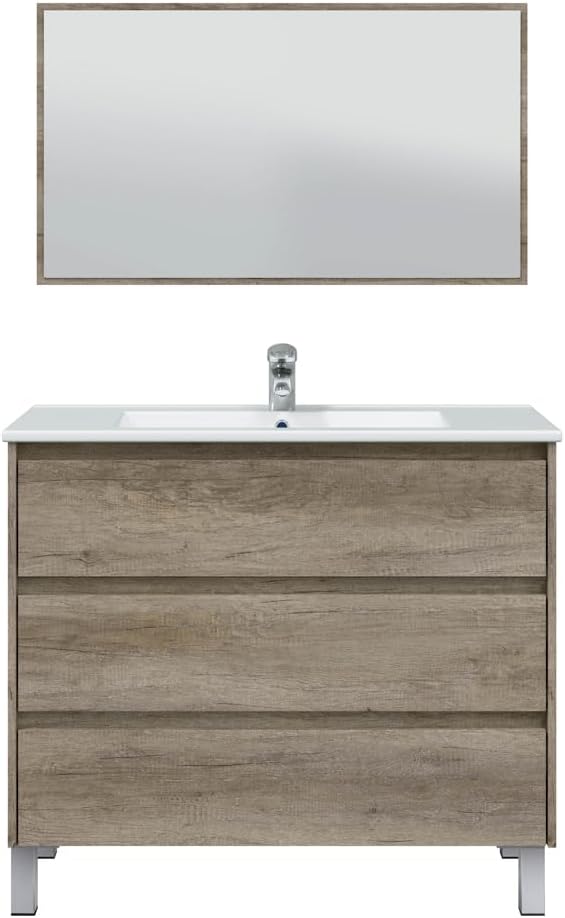 Badezimmermöbel Dakota 100x45x86h mit 3 Schubladen aus Eiche Alaska