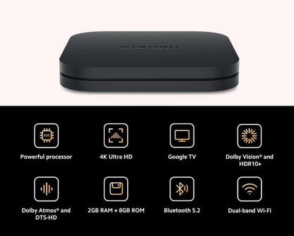 Xiaomi Mi TV Box S2 Gen. 4K 2+8GB UHD DAZN Netflix HD Wi-Fi 2GB RAM+ 8GB Schwarz