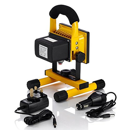 Faro Faretto Led Portatile 10W +2W Luce Lavoro Con Batteria Ricaricabile Lampada
