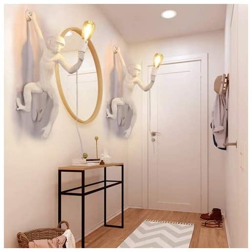 WANDLEUCHTE AFFE WEISS E27 FASSUNG WAND DEKORATIV MODERNES DESIGN