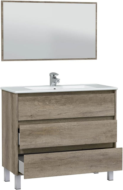 Badezimmermöbel Dakota 100x45x86h mit 3 Schubladen aus Eiche Alaska