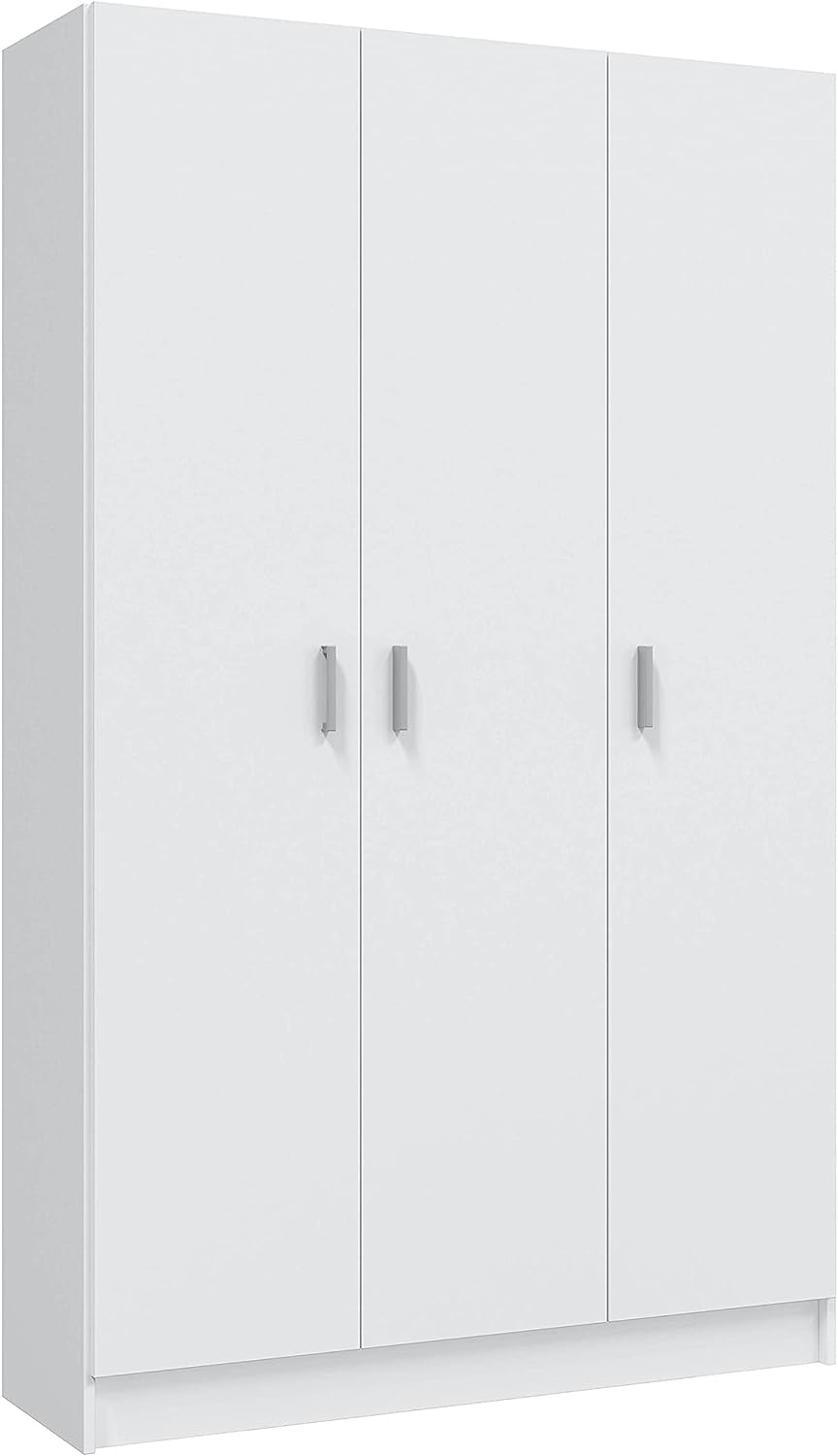 Besenschrank 3 Türen B109xH180xT37 aus Melamin Weiß