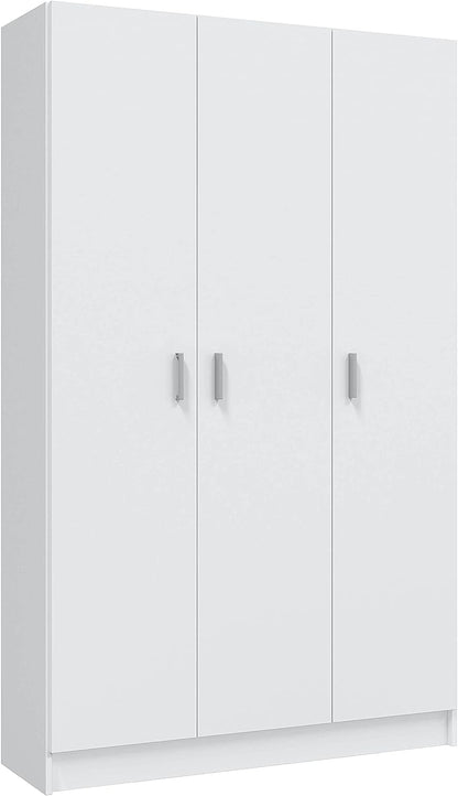 Besenschrank 3 Türen B109xH180xT37 aus Melamin Weiß