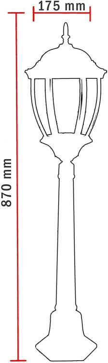 Lampione Da Giardino Terra 87Cm Lanterna Vetro E27 Luce Esterno Alluminio Bronzo