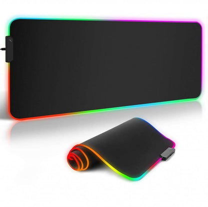 Kit Tappetino Mousepad Gaming Mouse Xxl+Tastiera Trust Ziva Led Pc Illuminata
