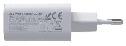 Tecno Schnelllade-Netzteil Typ USB 18W 3A Weiß TC-881 Ladegerät
