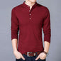 Men's long-sleeved T-shirt, men's long-sleeved T-shirt, Mandarin style T-shirt