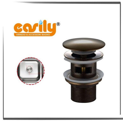 Click-Clack-Ablaufgarnitur 1 1/4 Zoll für Waschbecken und Bidet, Druckstopfen, Bronze
